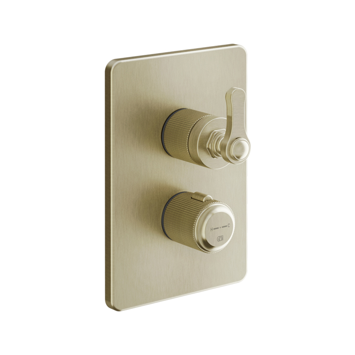 Смесители Смеситель встраиваемый, термостатический, с переключателем на 2 положения, внешняя часть, цвет Brushed Brass PVD 