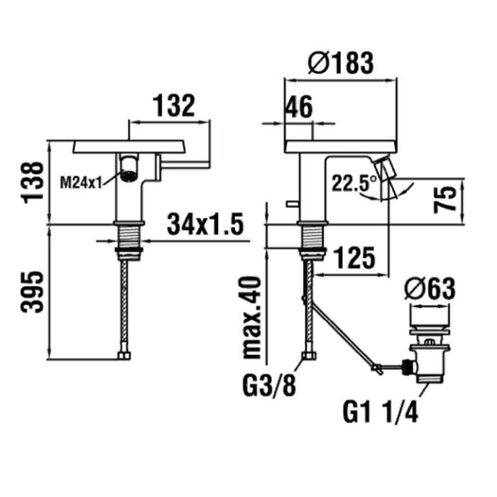 Смесители Смеситель для биде, на 1 отв, с донным клапаном, излив 110 мм, цвет: хром 