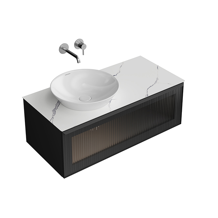 Столешница из керамогранита Монте Тиберио 100 см, белый натуральный (без отверстий под смеситель)