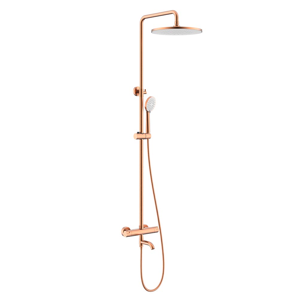 Душевая колонна термостатическая, с изливом, с ручным (ABS) и верхним душем (250 мм)