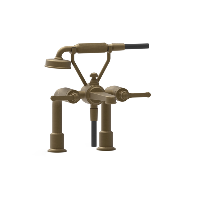 Смесители GESSI VENTI20 Смеситель для установки на борт ванны на 2 отверстия, двухвентильный, с ручным душем и шлангом 1500 мм., цвет Antique Brass 