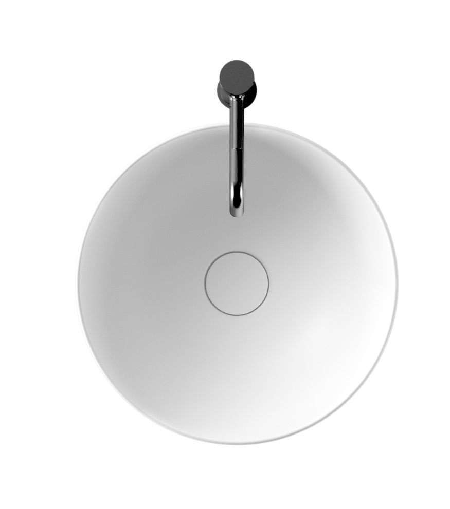 Раковины Накладная круглая раковина Ø40х20h см, цвет белый глянцевый 