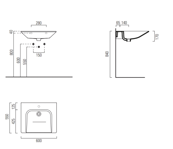 Раковины Раковина подвесная 550x600 мм 