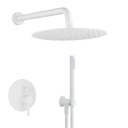 Душевая система - комплект со смесителем, белый матовый