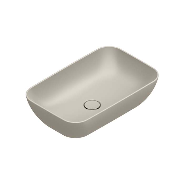 Раковины Раковина 60x38 h15 накладная, без отверстий под смеситель, покрытие Cataglaze+, цвет Sabbia Satinato 