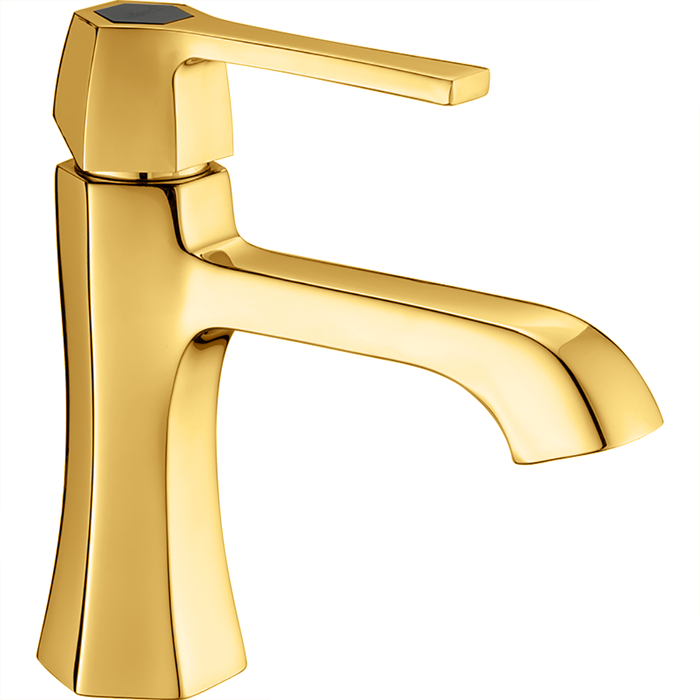 Смесители Смеситель однорычажный для раковины на 1 отверстие без донного клапана, цвет золото/черный 