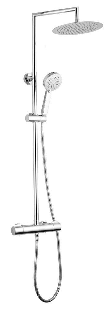 Душевая программа Душевая колонна регулируемая по высоте 95-150 см, c термостатом и круглым верхним душем 25 см, цвет хром 