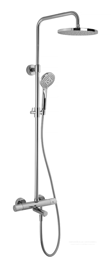 Душевая система Carlo Frattini: смеситель с изливом, стойка с верхним и ручным душами, цвет хром