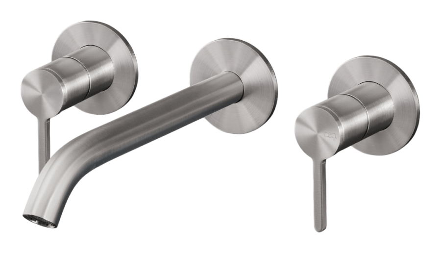 Смесители Смеситель для раковины Innovo, настенный, на 3 отверстия, излив L. 215 мм, внешняя часть, сталь, цвет сатинированная бронза 