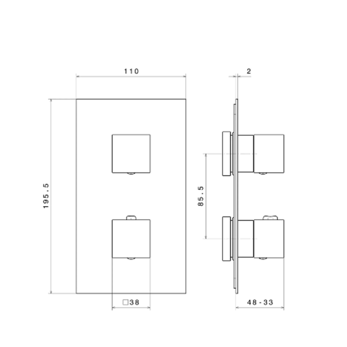 Смесители Встраиваемый термостатический смеситель для душа с регулировкой температуры, цвет черный матовый 