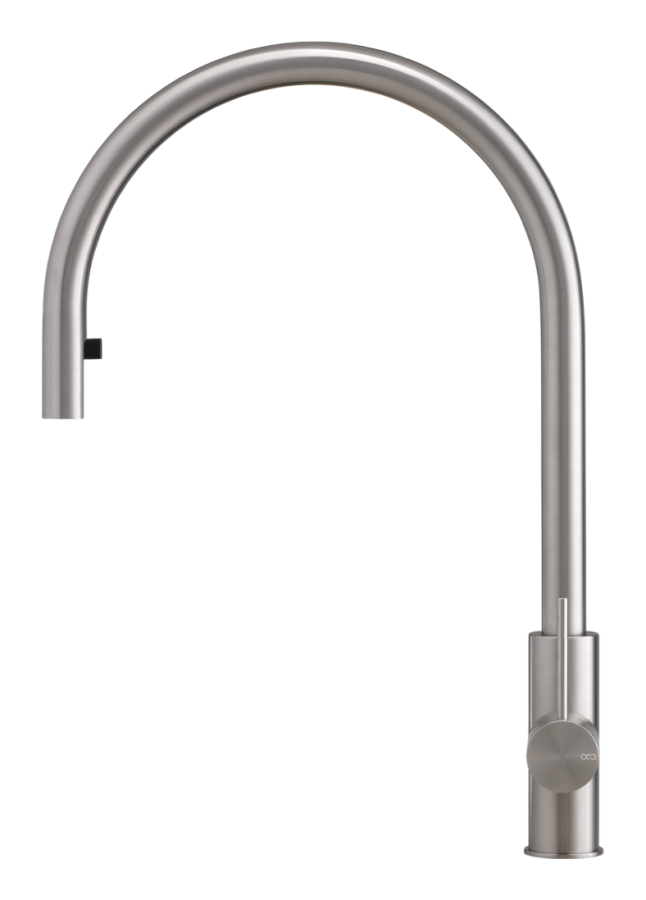 Смесители для кухни Смеситель для кухни Milo360, однорычажный, поворотный излив H. 460 мм, выдвижной ручной душ, сталь, цвет сатинированная сталь 