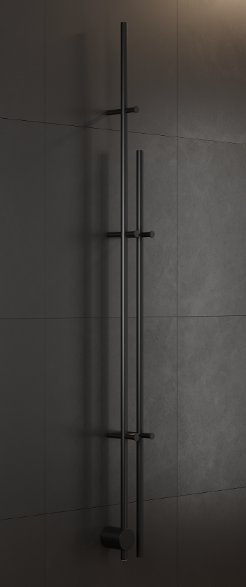 Полотенцесушители Полотенцесушитель электрический 94х1700х60, с кнопкой вкл/выкл, цвет черный матовый 