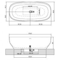 Ванны Ванна отдельностоящая 175х80х50см, с нажимным донным клапаном, цвет: белый 