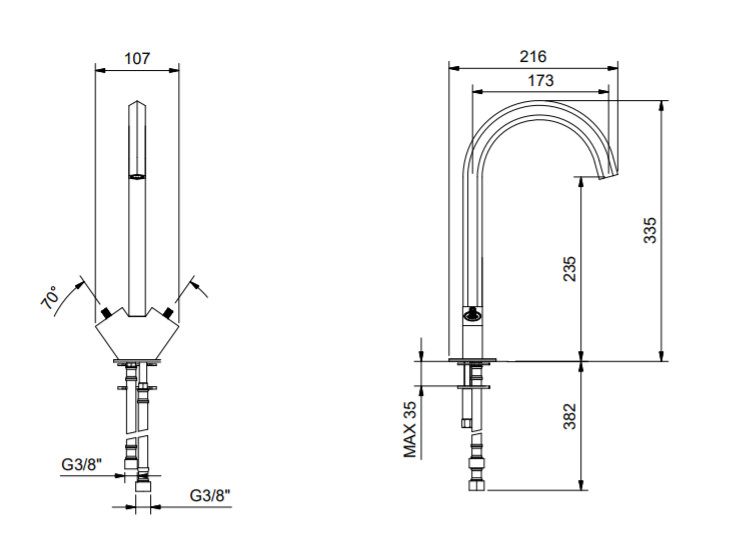 Смесители Смеситель на 1 отверстие для раковины, хром 
