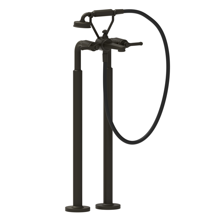 Смесители GESSI VENTI20 Смеситель для ванны напольный, двухвентильный, с ручным душем и шлангом 1500 мм., внешняя часть, цвет Aged Bronze 