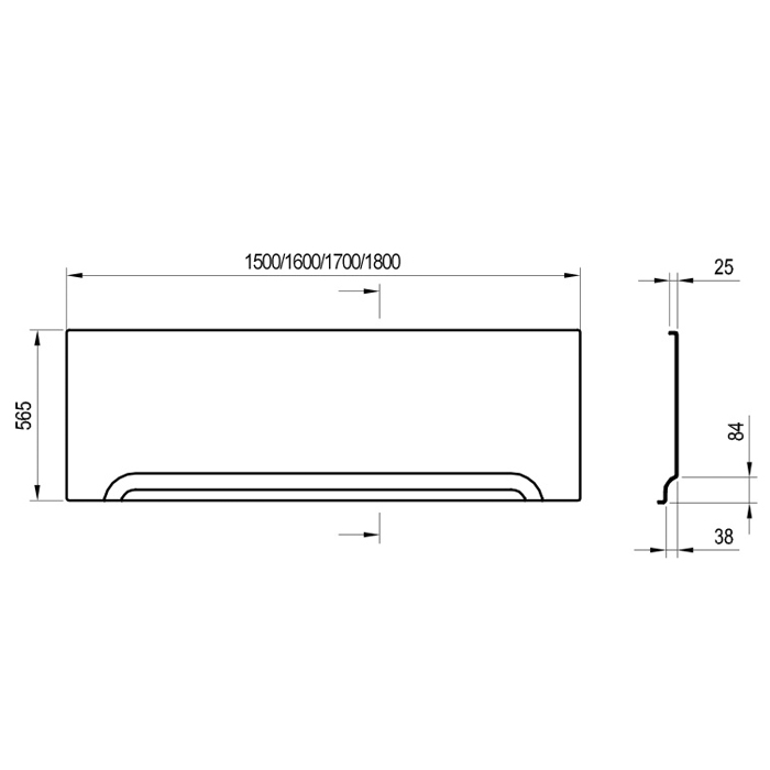 Комплектующие Передняя панель A U 180 см белая, универсальная 