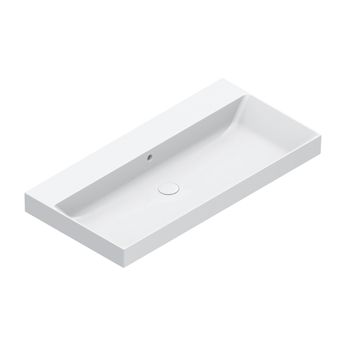 Раковины Раковина 100x50, без отверстий под смеситель, покрытие Cataglaze+, цвет белый глянцевый 