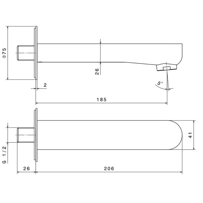 Комплектующие Настенный излив, цвет черный матовый 