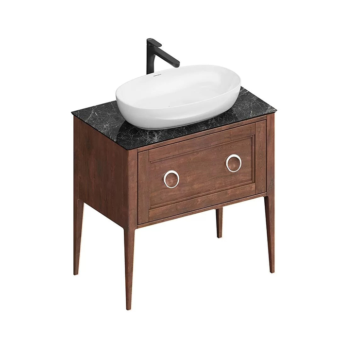 Мебель для ванной Тумба Classic NEO напольная 1+1 ящик 80, орех матовый 