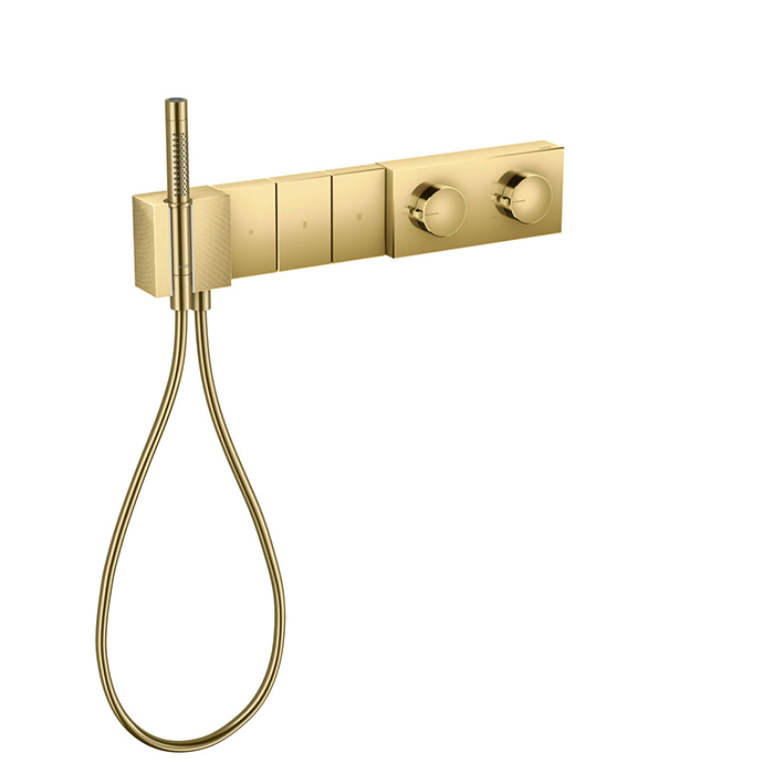 Смесители Смеситель для душа 540/100, встраиваемый, термостат, на 3 источника с ручным душем, алмазная огранка, цвет золото 