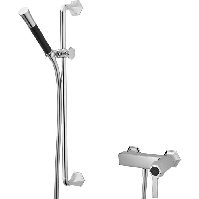 Смесители Смеситель для душа однорычажный, с душевым комплектом, цвет хром/черный 