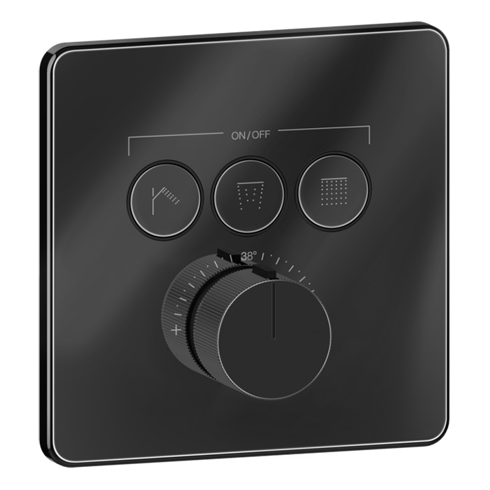 Смесители Смеситель настенный встраиваемый, термостатический, с 3 запорными кнопками, цвет Black Metal PVD 