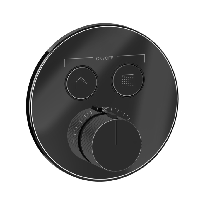 Смесители Смеситель настенный встраиваемый, термостатический, с 2 запорными кнопками, цвет Black Metal PVD 