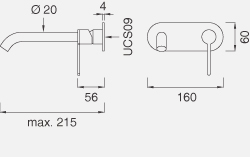 Смесители Настенный смеситель с краном. Длина макс. 215 мм INV12 