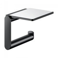 Аксессуары для ванной Держатель для туалетной бумаги с полочкой (чёрный матовый) 