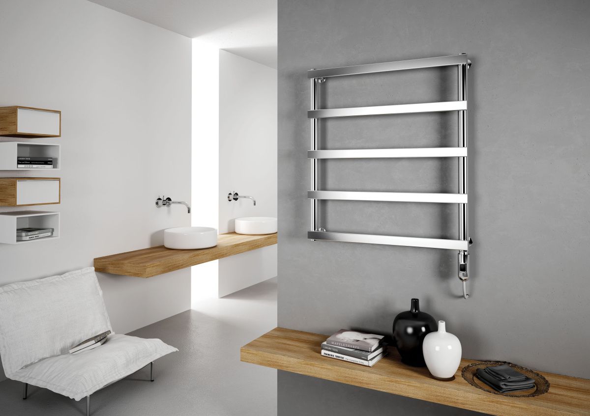 Полотенцесушители Полотенцесушитель электрический 740/530 мм (6 перекладин), термостат с проводом и штекером, цвет хром 