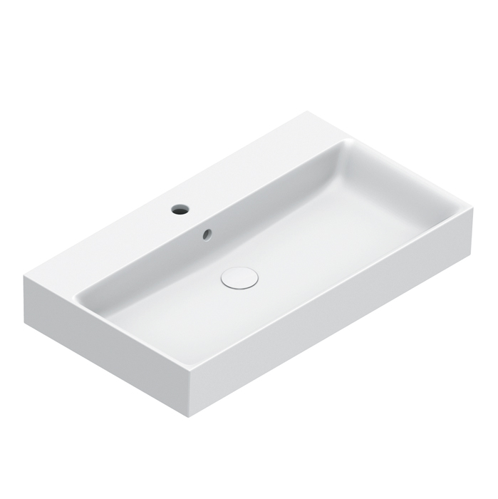 Раковины Раковина 80x47, с 1 отверстием под смеситель, покрытие Cataglaze+ , цвет белый матовый 