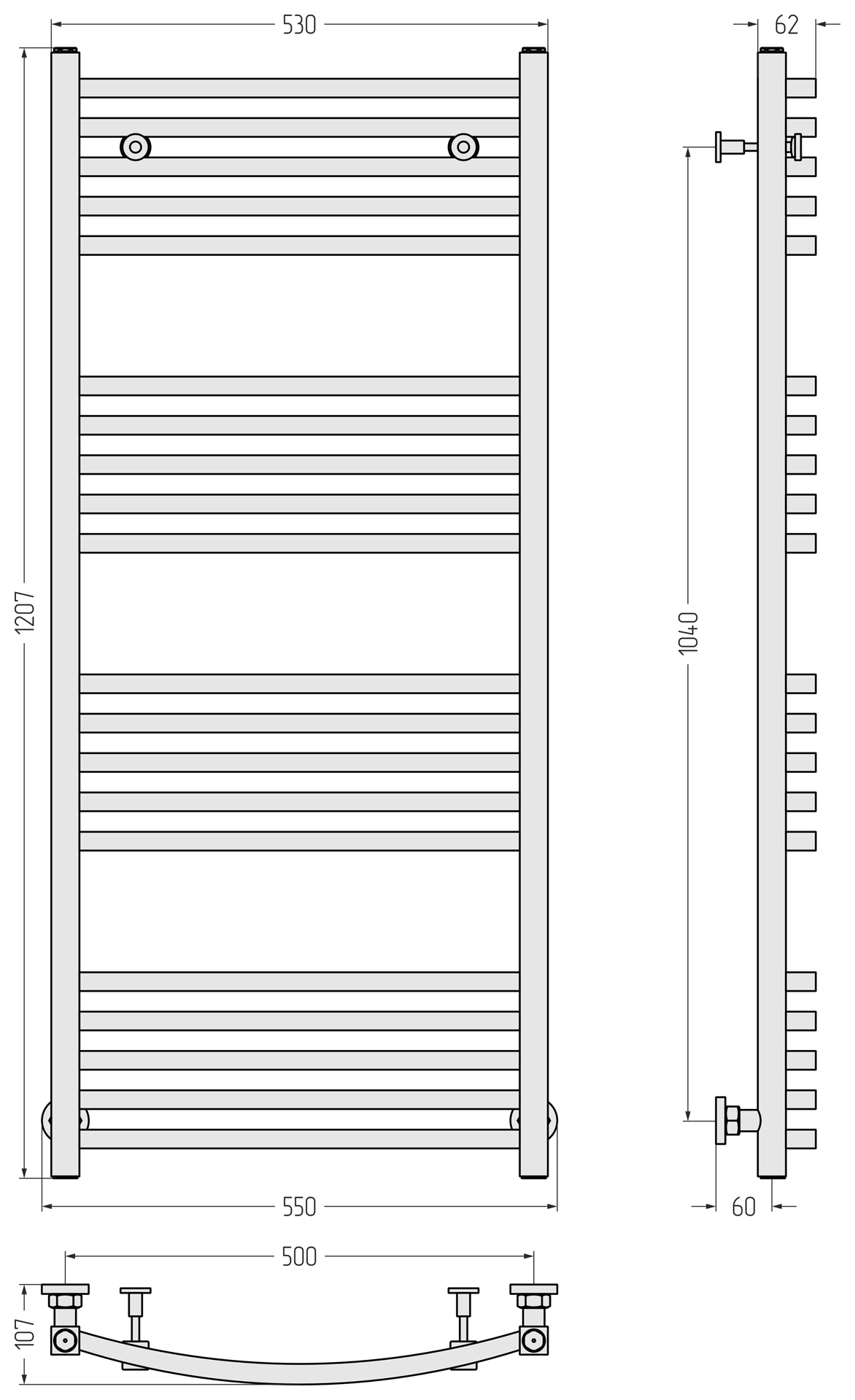 Полотенцесушители Полотенцесушитель 1200х500 (Матовый чёрный) 