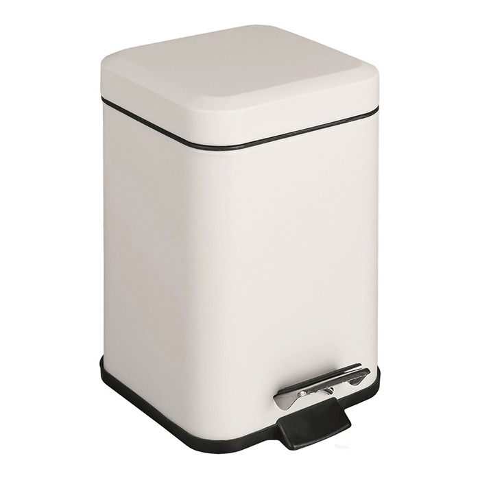 Black&White Ведро с крышкой и педалью, 3л, цвет сталь/белый матовый