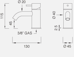 Смесители Настольный смеситель. Высота 115 мм MIL12 