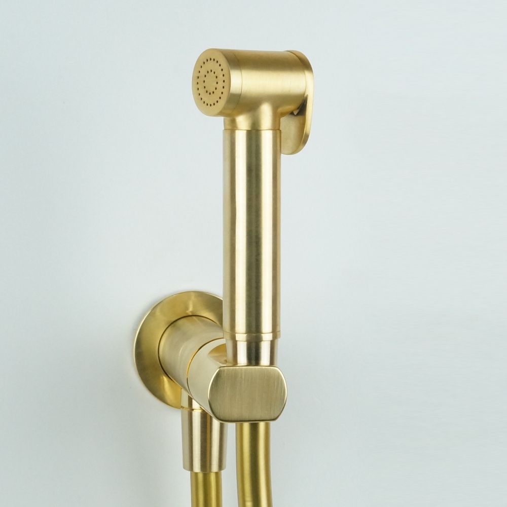 Комплект гигиенического душа с прогрессивным картриджем, цвет зачищенное золото