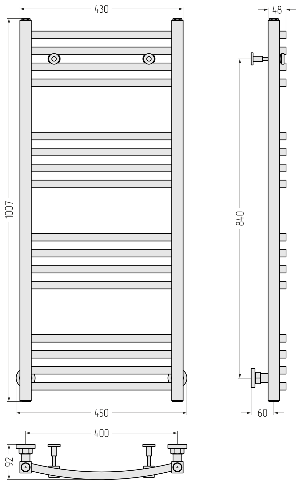 Полотенцесушители Полотенцесушитель 1000х400 (Матовый белый) 