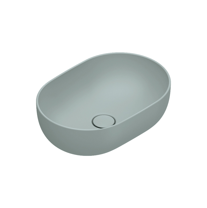 Раковины Раковина 50x35 h16 накладная, без отверстий под смеситель, покрытие Cataglaze+, цвет Aqua Satinato 