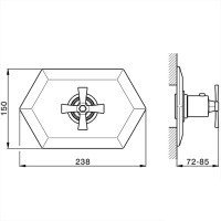 Смесители  Cherie Внешняя часть встраиваемого термостатического смесителя для душа, цвет хром/черный 