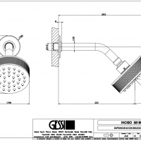 Душевая программа Душевая головка настенная, шарнирная на 1/2, D200мм, цвет: хром 