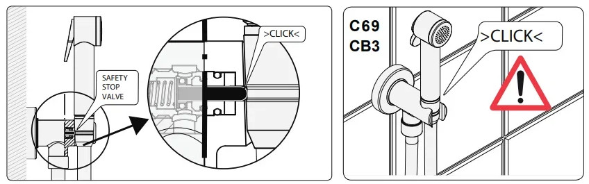 Душевая программа Комплект гигиенического душа на держателе с выходом воды и встроенным блокиратором воды 