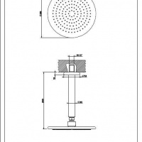 Душевая программа Верхний душ 216x216 с кронштейном хром 