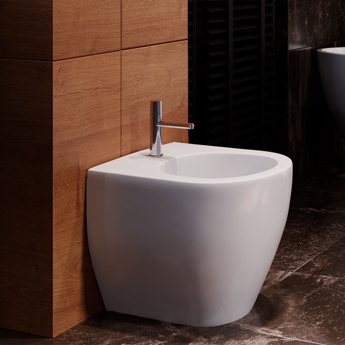 Биде приставное 48 см, с 1 отверстием под смеситель, цвет белый