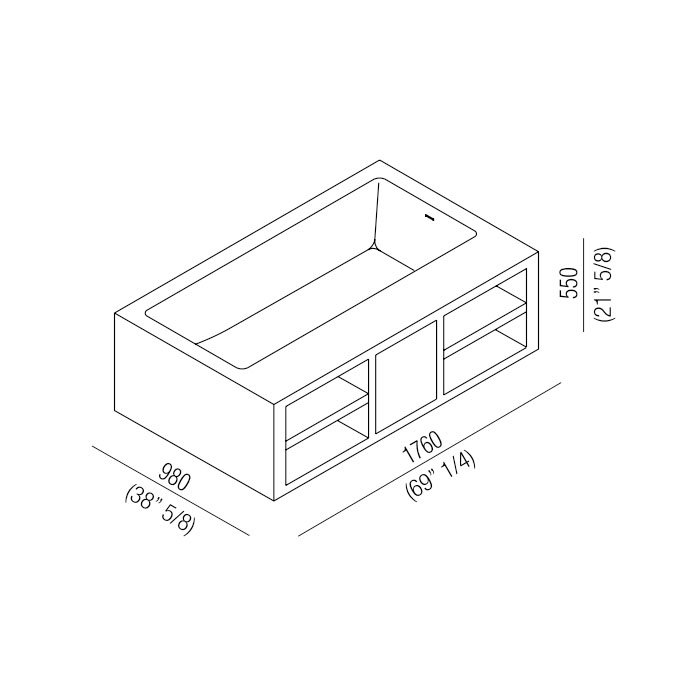 Ванны Ванна отдельностоящая 176х98х55 см с полочками, цвет: белая 