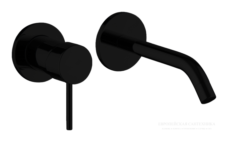 Смесители Cмеситель для раковины Spillo Up, настенный, излив 160 мм, донный клапан Click-Clack, внешняя часть, цвет чёрный матовый 