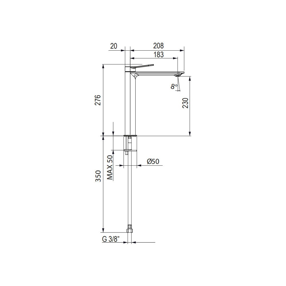 Смесители 3-tre высокий смеситель для раковины Хром, 10/01Q 