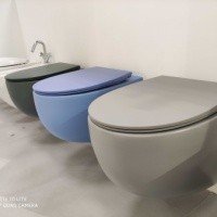 Унитазы Унитаз подвесной, безободковый (голубой матовый) 