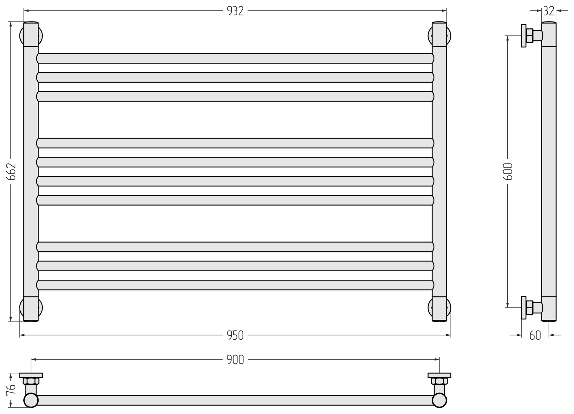 Полотенцесушители L Полотенцесушитель Богема 600х900 (Сатин) 