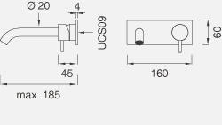 Смесители Настенный смеситель с краном. Длина макс. 185 мм MIL04 