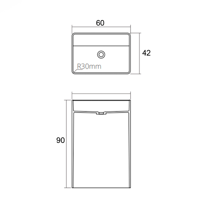 Раковины Раковина напольная 60x42xh90 см, материал: Solid Surface искуственный камень, цвет: White №18 