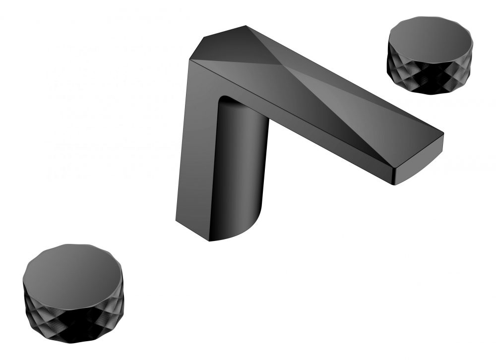 Смесители Смеситель врезной на 3 отверстия. черный, ручка DIAMOND 